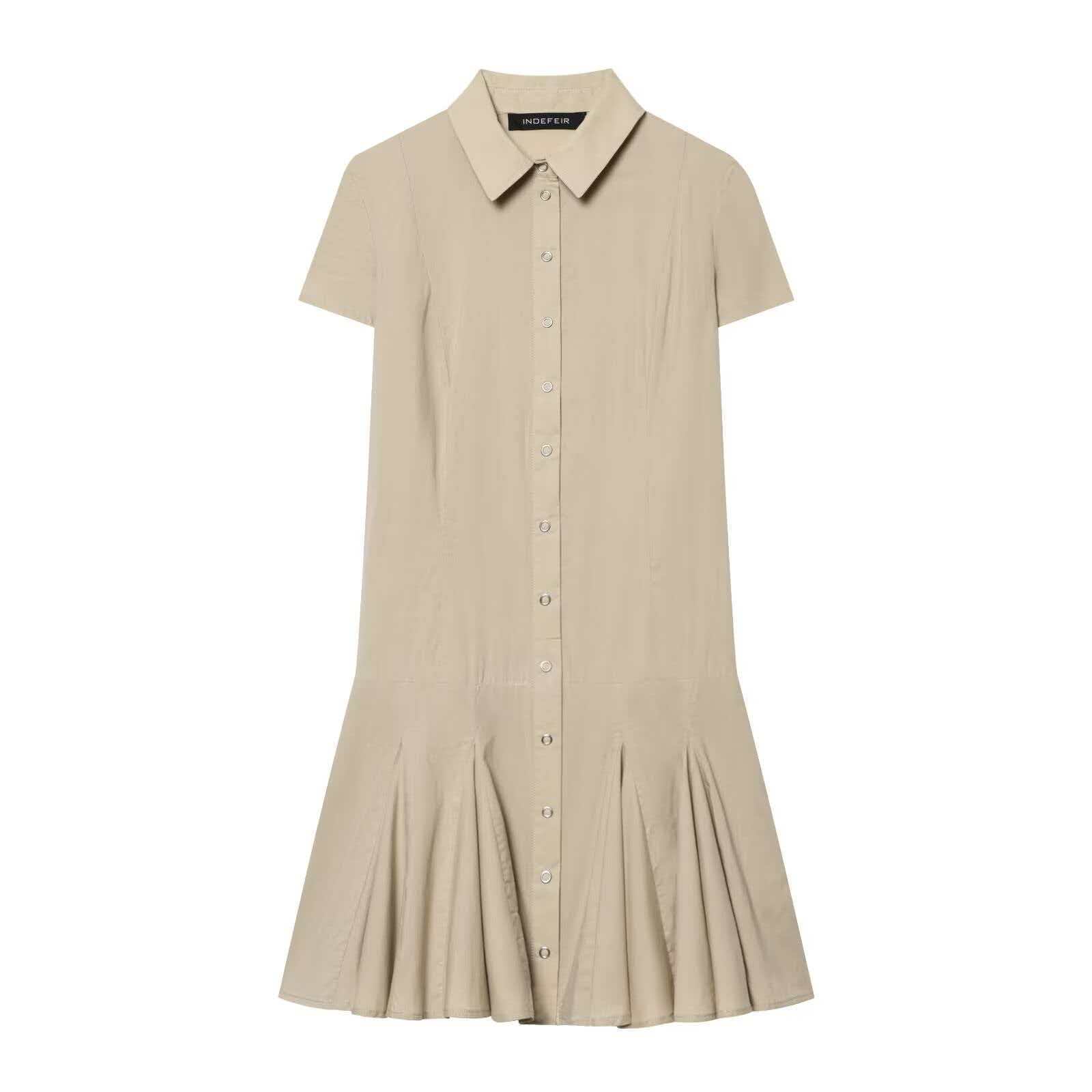 Women's Slim Fit Single-Breasted Short Sleeve Dress