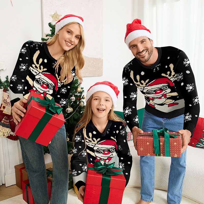 Christmas Reindeer Jacquard Pullover Sweater Loose Fit