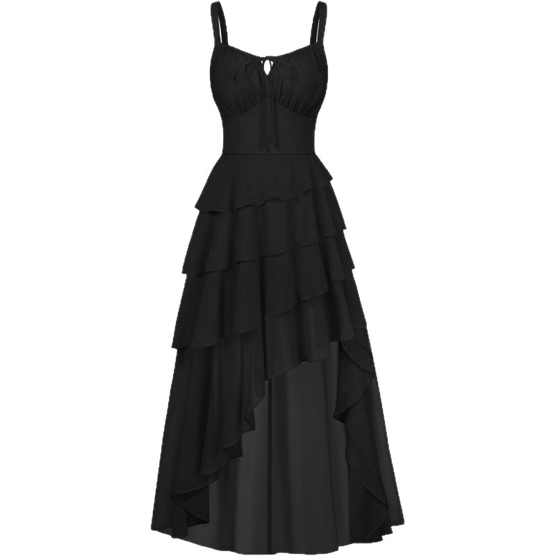 Ruffled Sleeveless Chiffon Dress Slimming Midi