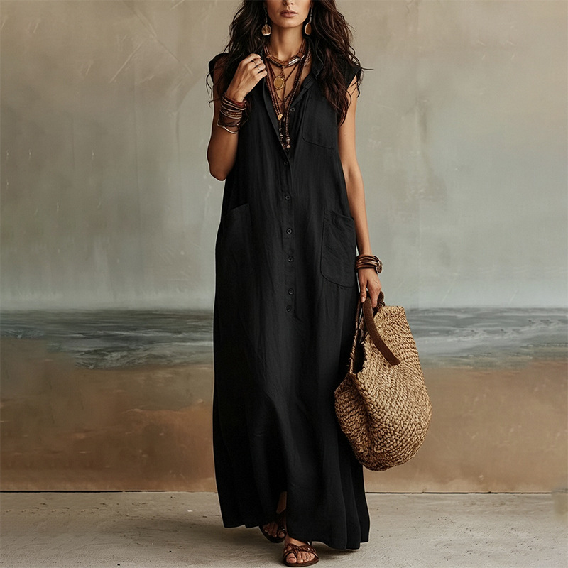 Women's Off-Shoulder Boho Shirt Dress Loose A-Line High Waist