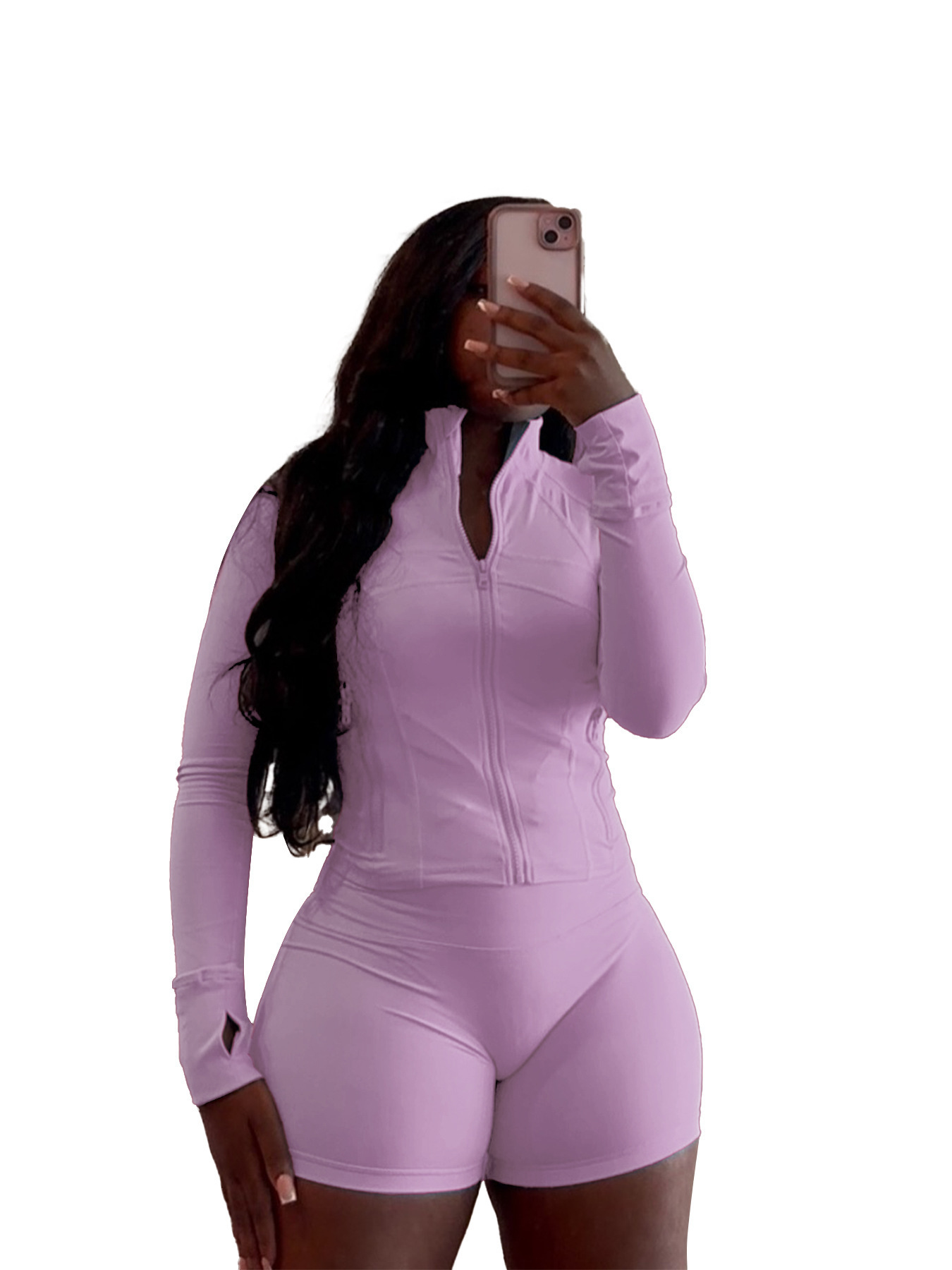 Women's Sexy Slim Fit Long Sleeve Top and Shorts Two-Piece Set
