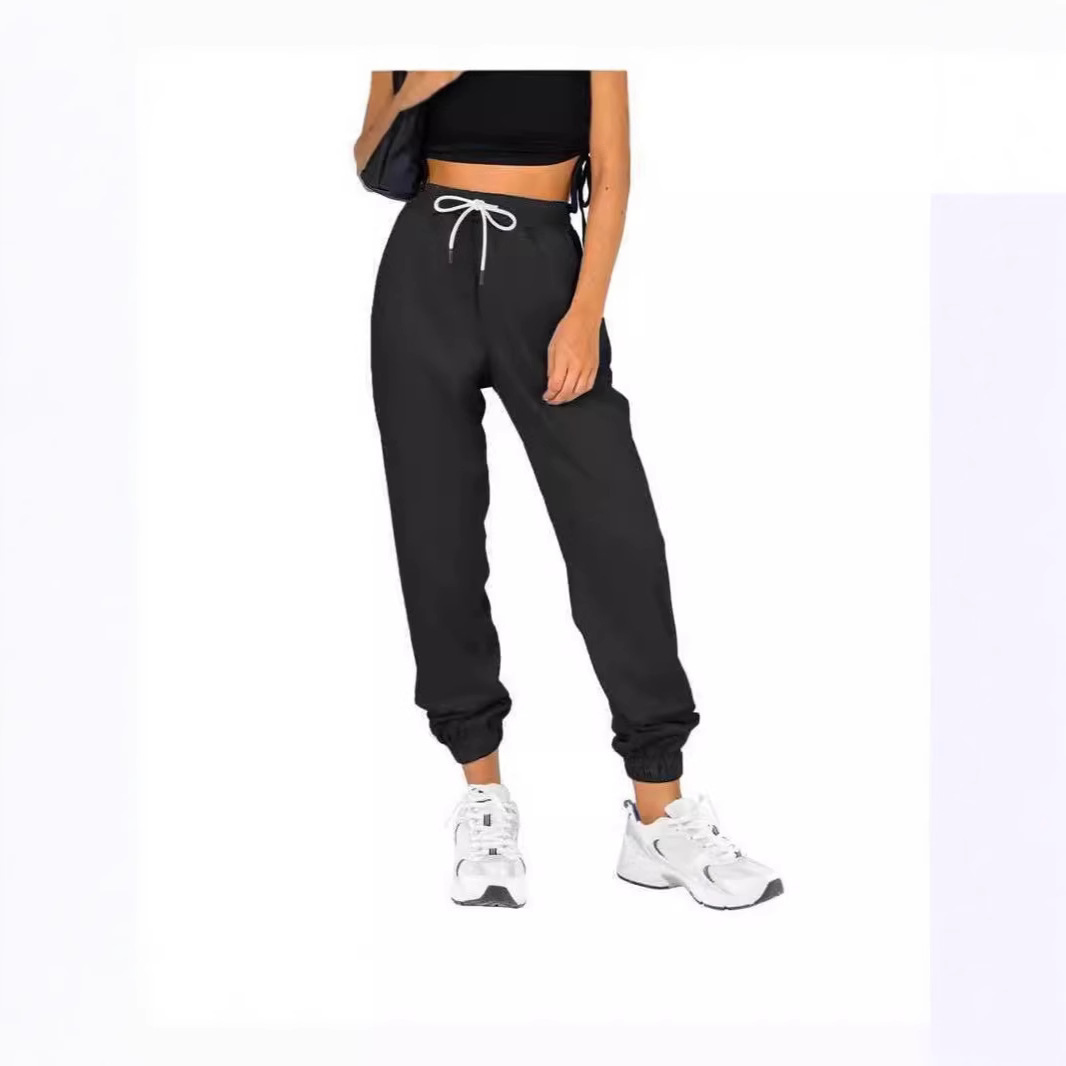 Women's High-Waist Tapered Jogger Pants with Pockets Solid Color