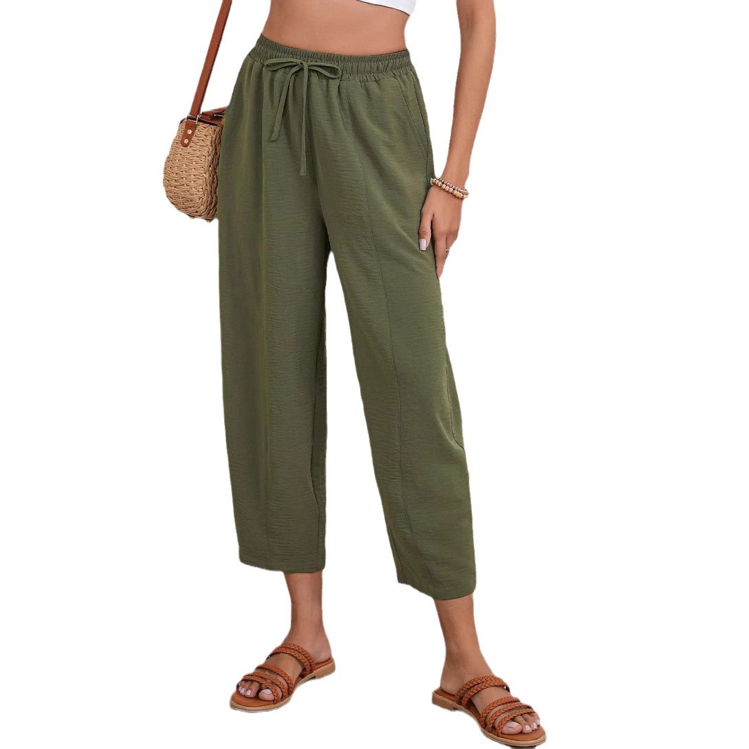 Pleated Mid-Rise Straight-Leg Cropped Pants