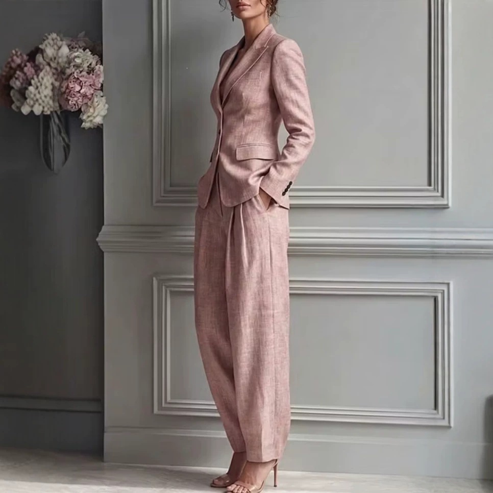 Women's Casual Blazer and Pants Two-Piece Set