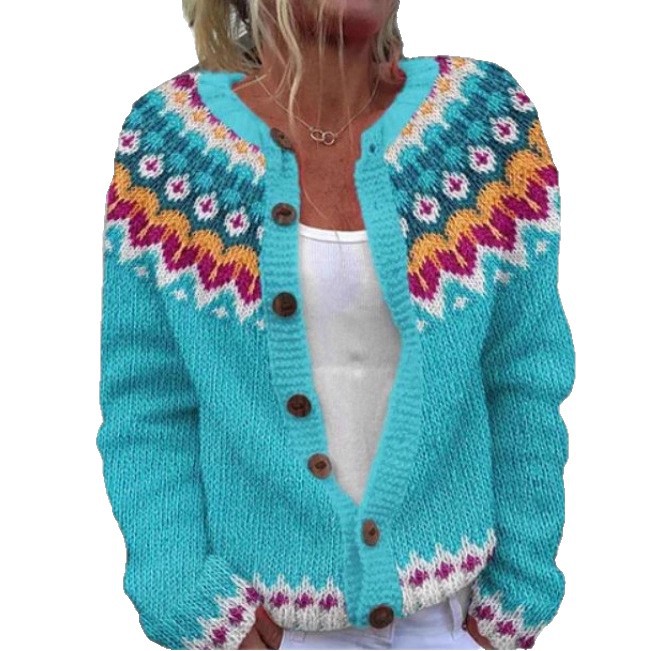 Women's Floral Print Button Cardigan Sweater