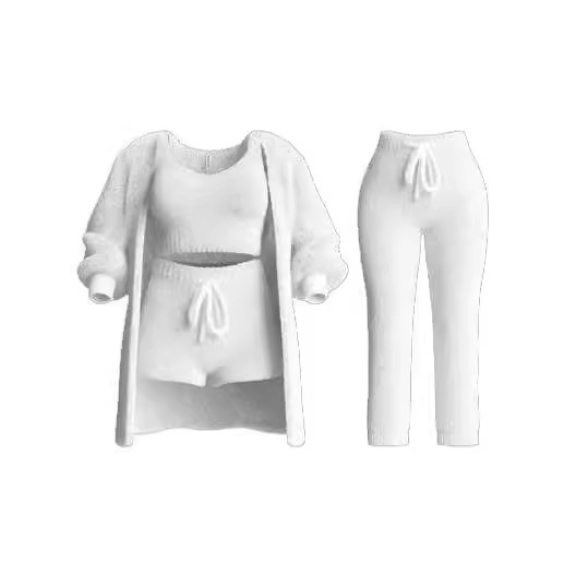 Knit Plush Long-Sleeve Cardigan, Vest & Shorts 3-Piece and 4-Piece Set
