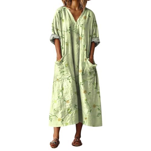 Women's V-Neck Boho A-Line Midi Dress
