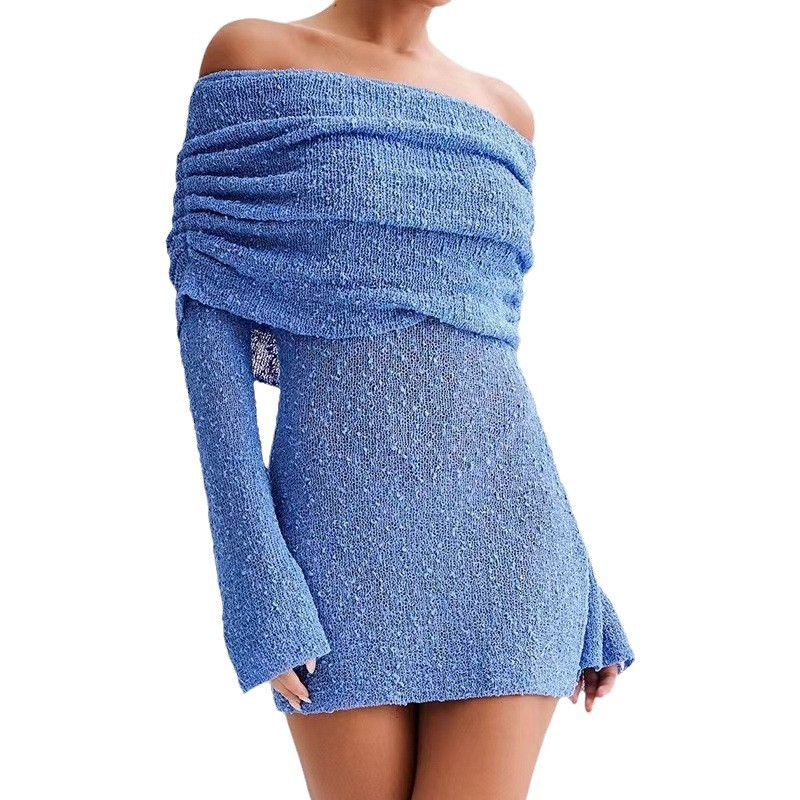 Sheer Long Sleeve Off-Shoulder Bodycon Mini Dress