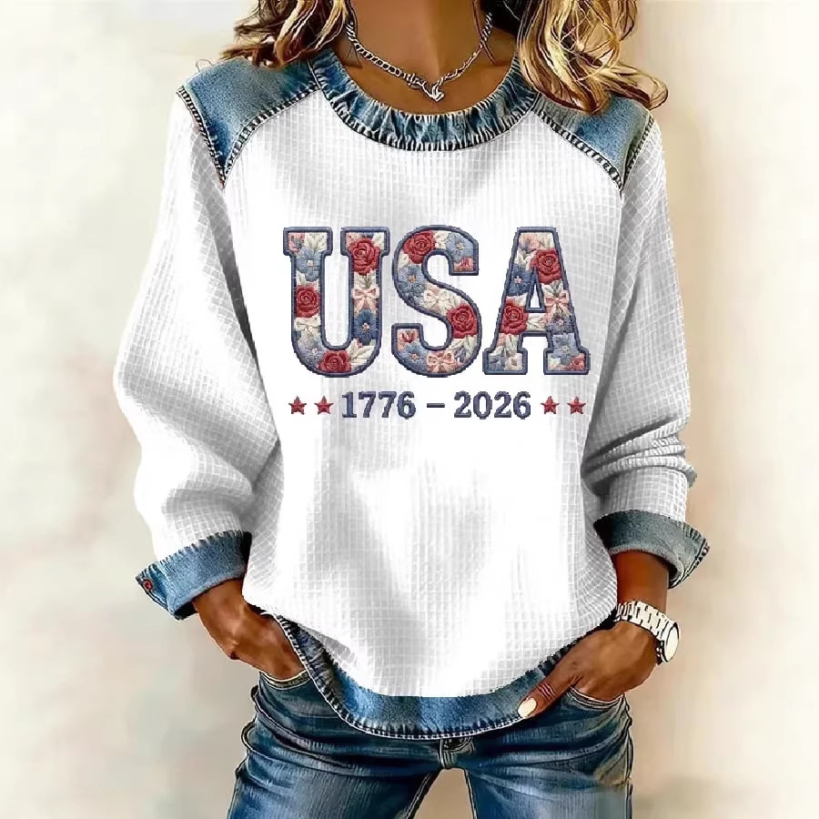 Women's USA Print Crewneck Sweatshirt