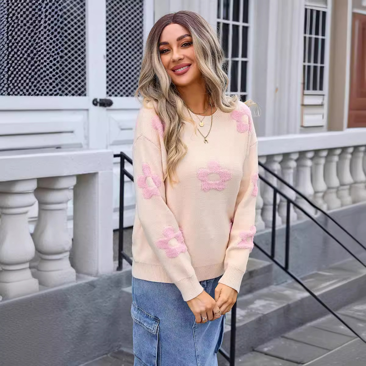 Women's Floral Plus Size Pullover Sweater