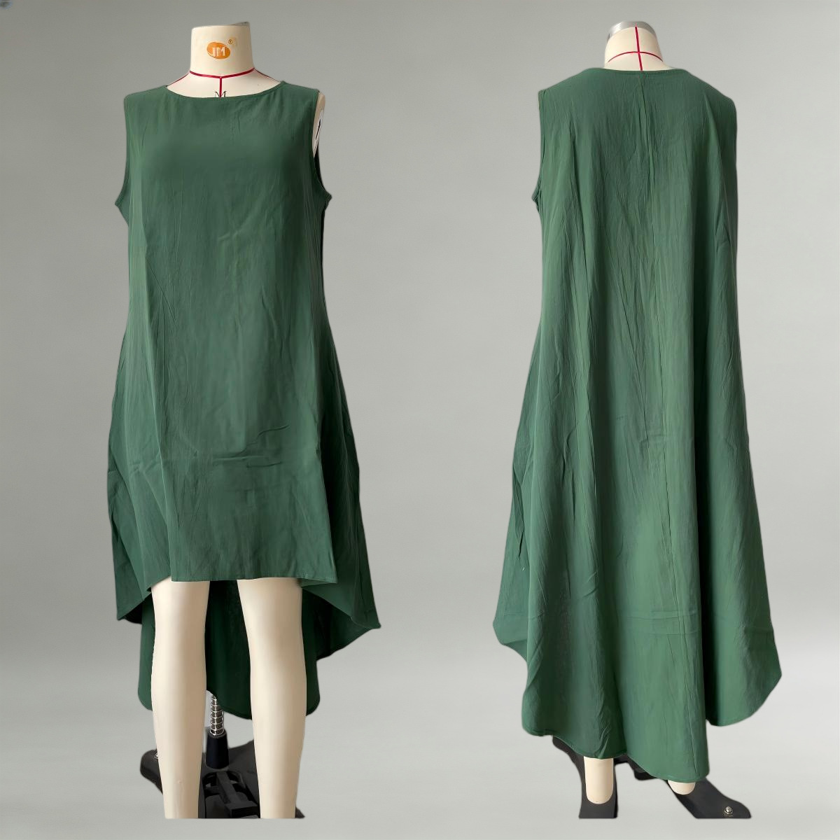 Sleeveless High-Low Cotton-Linen Blend Dress
