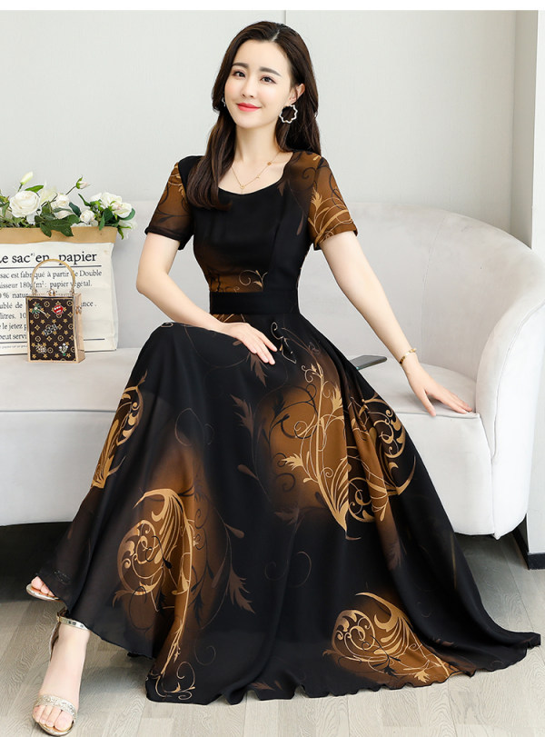 Plus Size Women's Floral Print A-Line Dress with Waist-Cinching Fit
