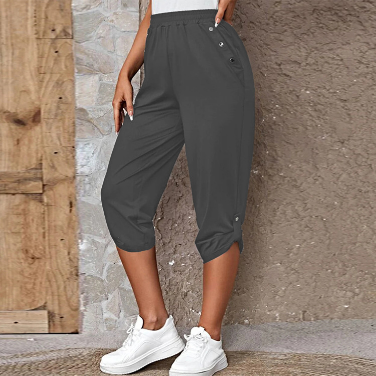 Women's Casual Capri Pants with Elastic Waist