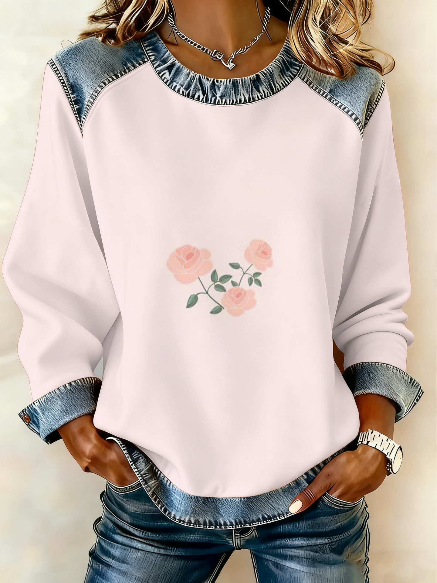 Women's Animal Lion Tiger Print Crewneck Sweatshirt