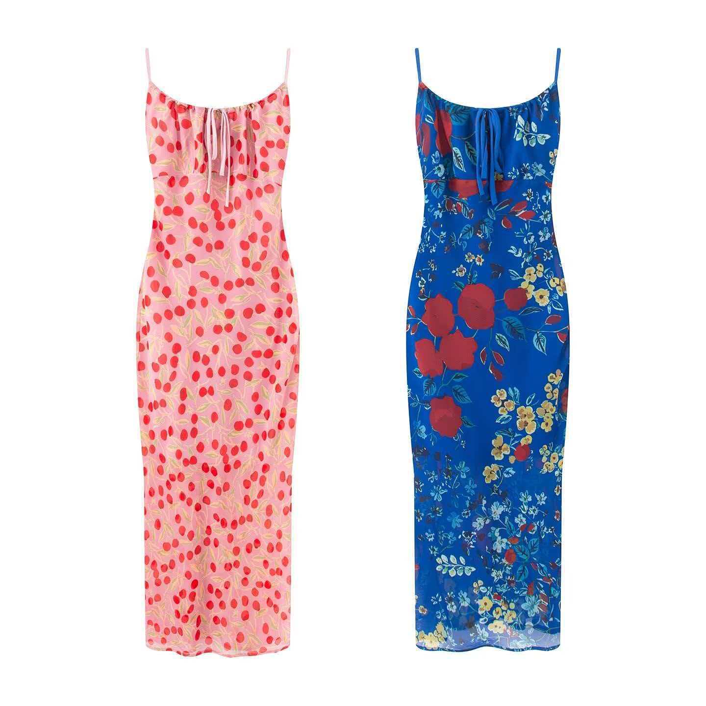 Women's Summer Floral Print Sleeveless Midi Dress