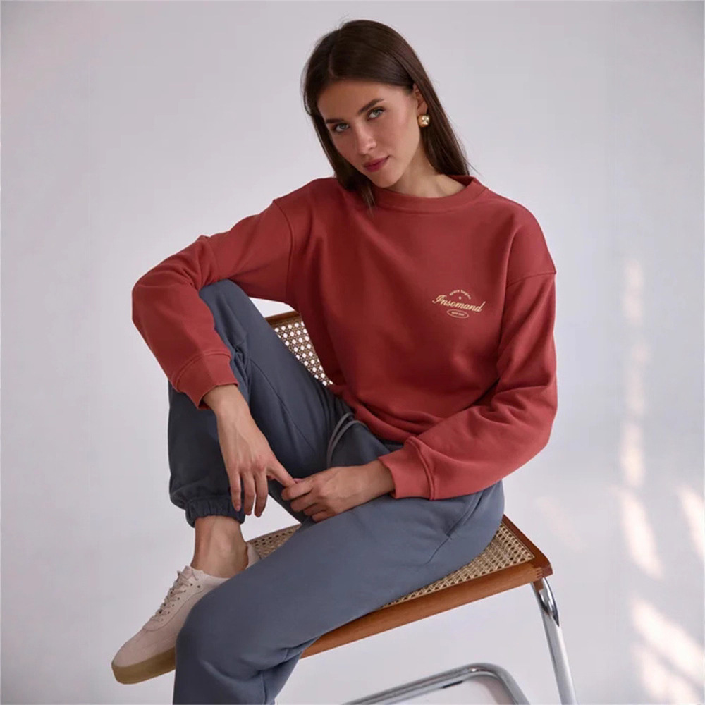 Women's Solid Crewneck Long-Sleeve Sweatshirt & Pants Set Casual