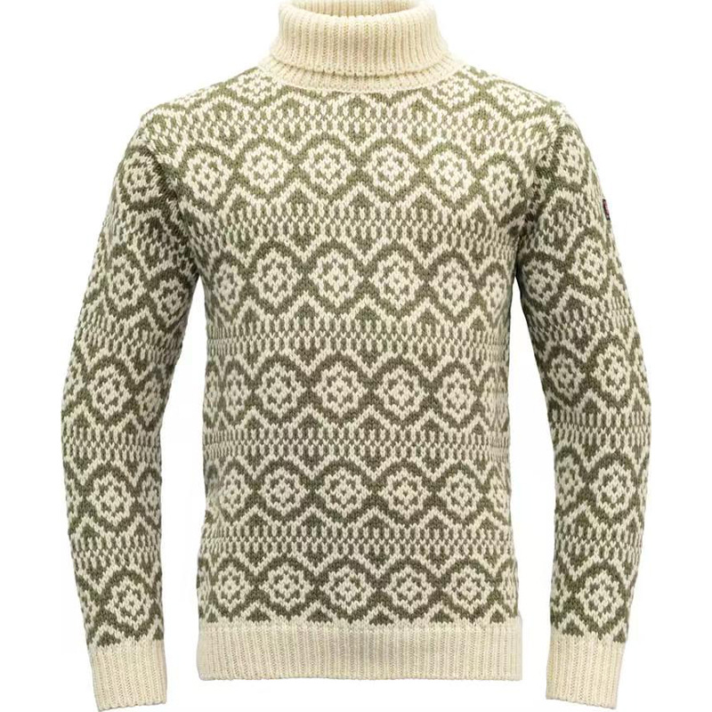 Men's Retro Argyle Turtleneck Sweater Loose Fit Pullover Knit