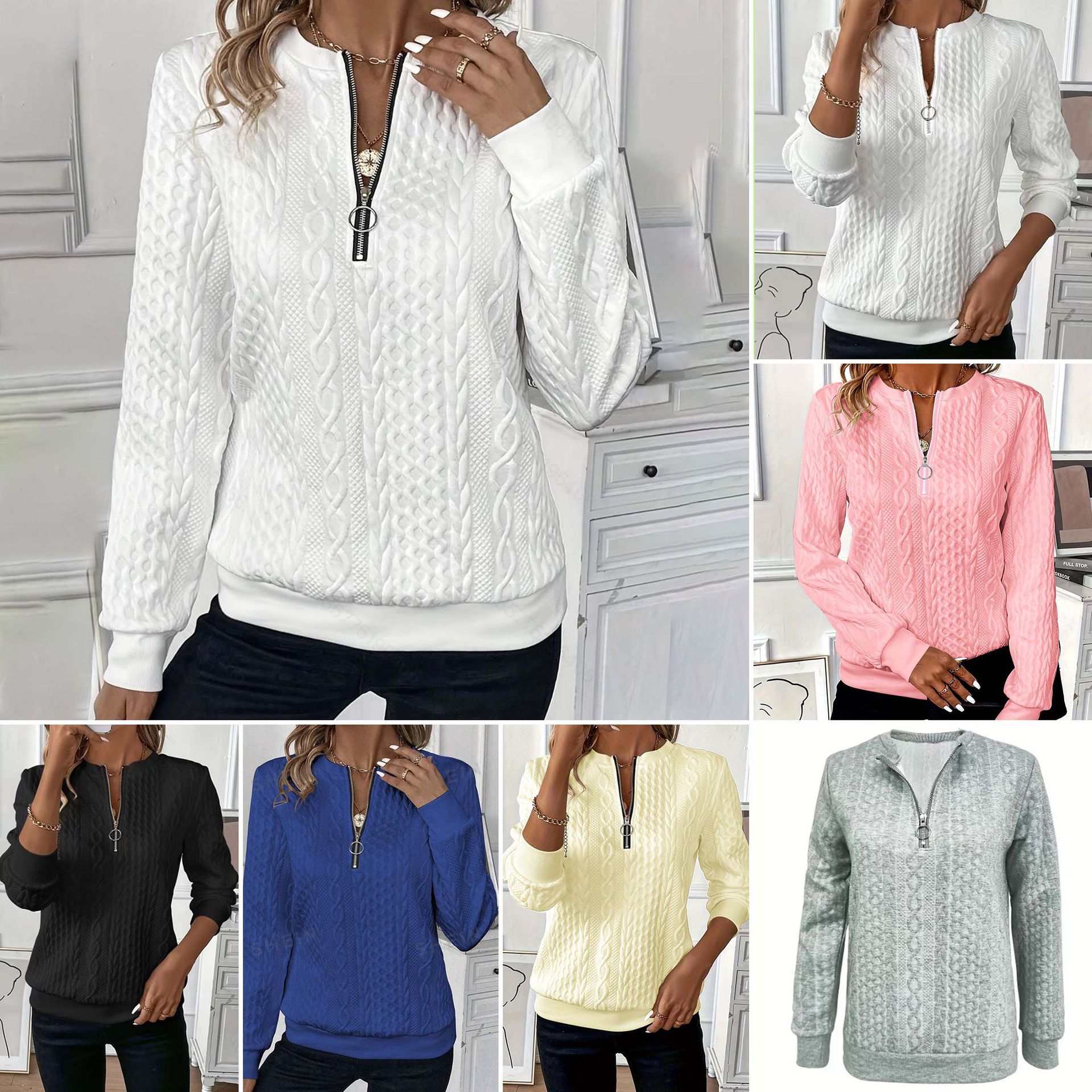 Women's Quilted Zip-Up Hoodie Sweatshirt Jacket