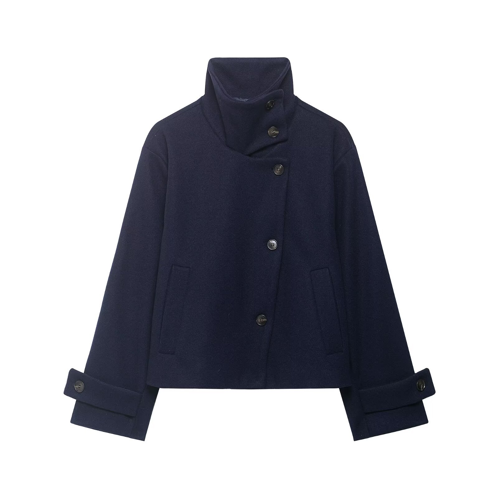 Women's Stand Collar Single-Breasted Jacket Coat