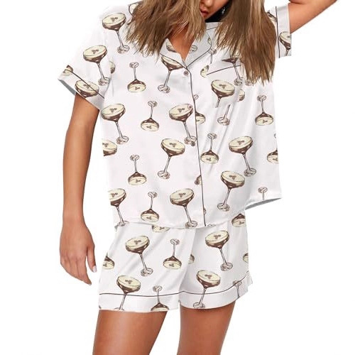 Women's Cuban Collar Animal Print Short Sleeve Shirt Set Casual Summer
