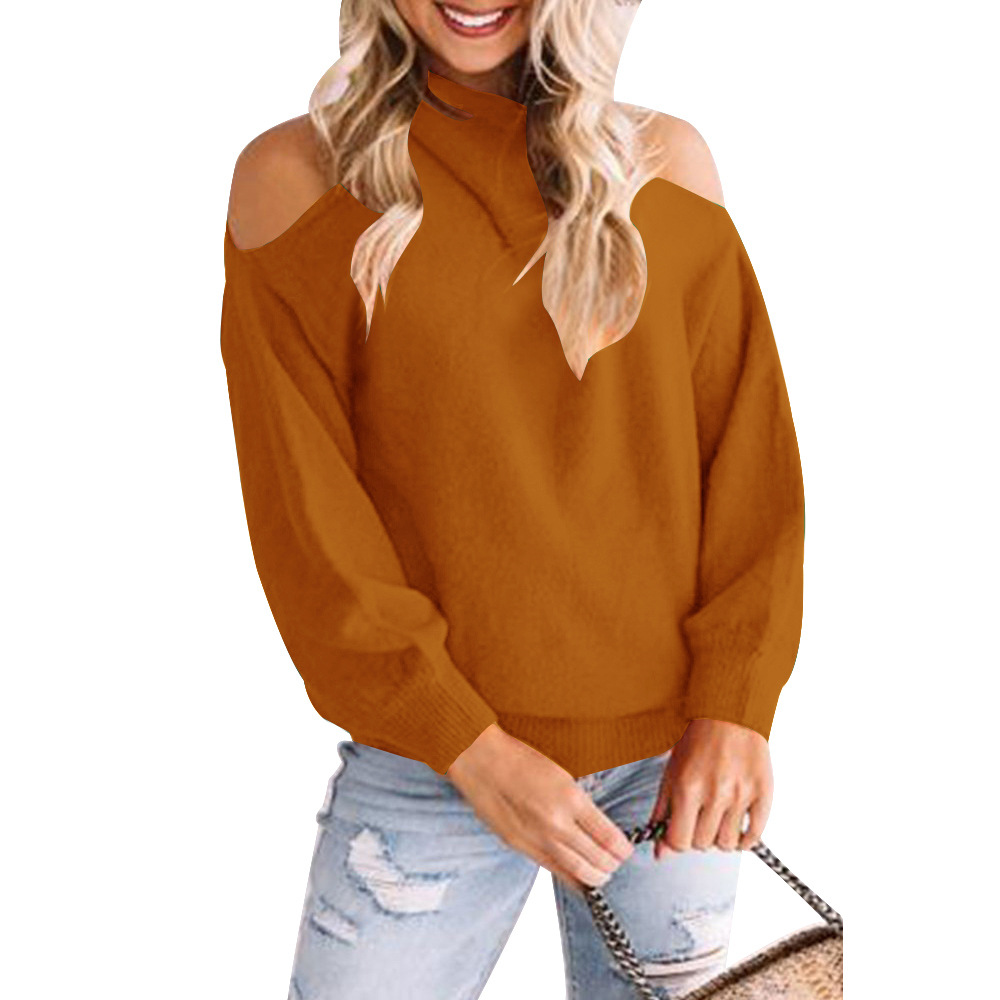V-Neck Off-Shoulder Knit Sweater with Cross Wrap Bust and Open Back