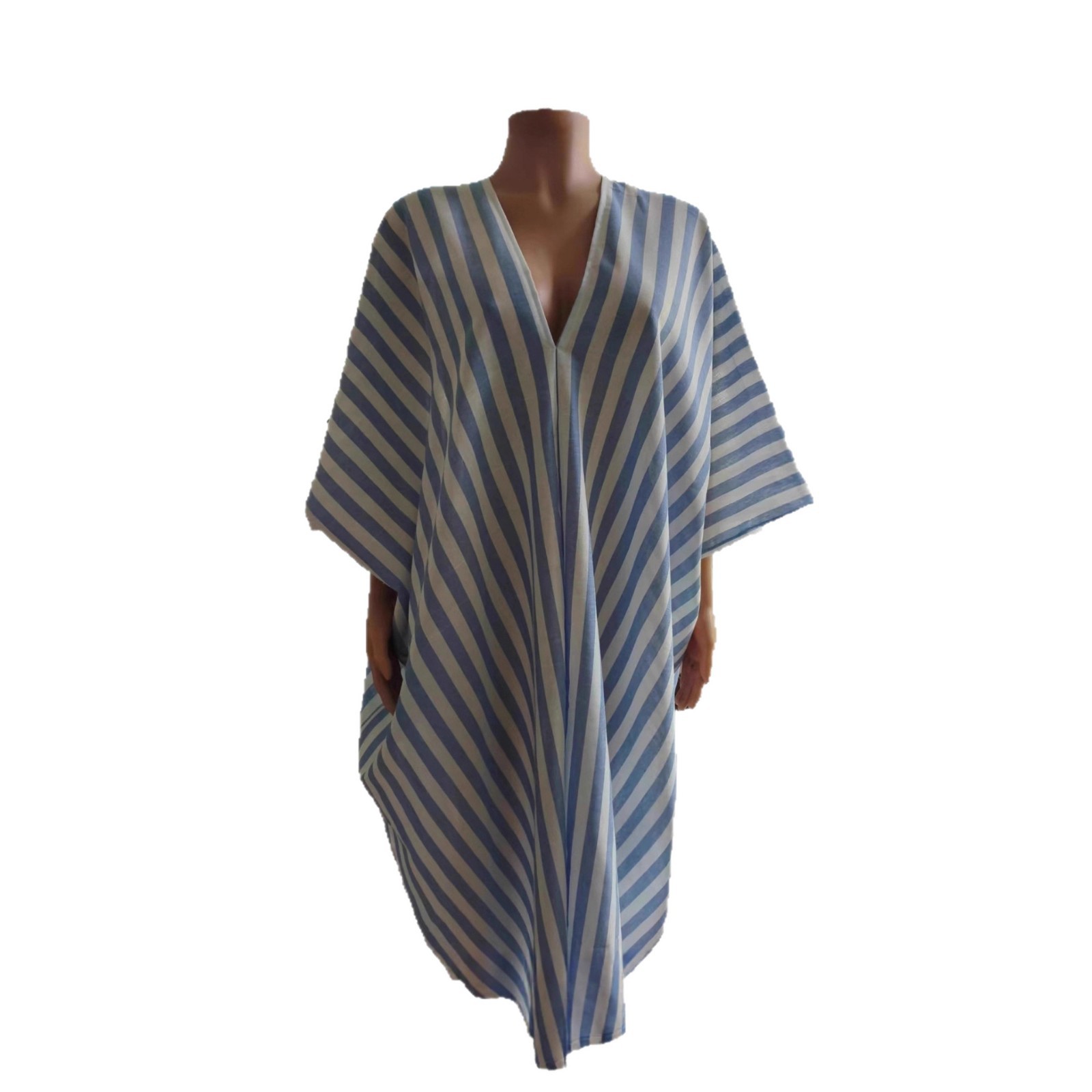 Women's Striped V-Neck Long Casual Dress
