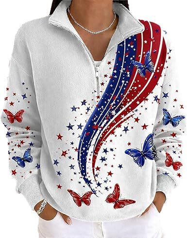 American Independence Print Half-Zip Hoodie