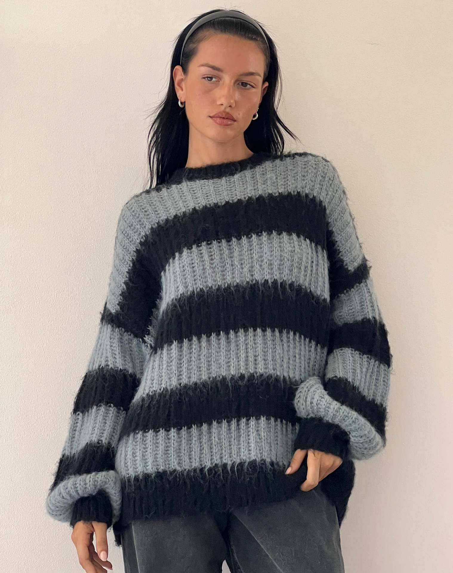 Women's Striped Crewneck Pullover Knit Sweater