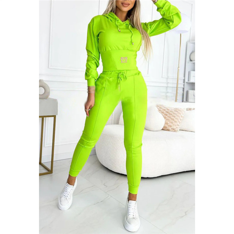 Women's Cinched Waist Hoodie and Pants Set Casual Sporty Two-Piece
