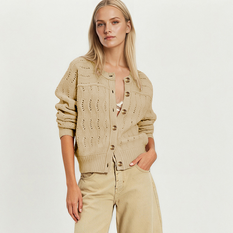 Button-Front Knit Cardigan Sweater for Women