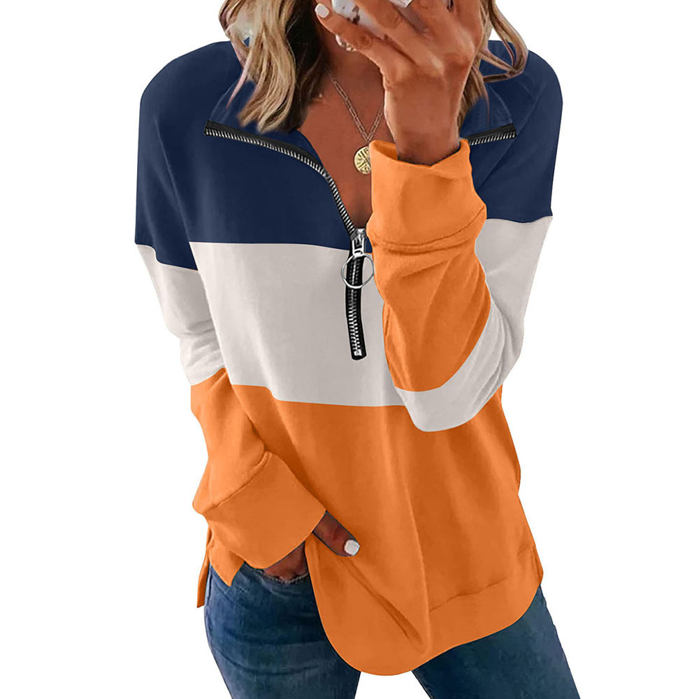 Colorblock Long Sleeve Leopard Print Loose Fit Pullover Hoodie