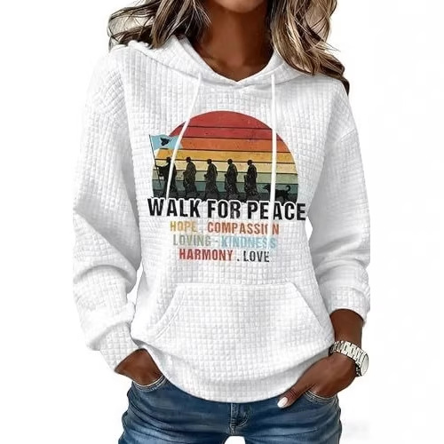 Women's Waffle Knit Peace & Light Animal Print Hoodie
