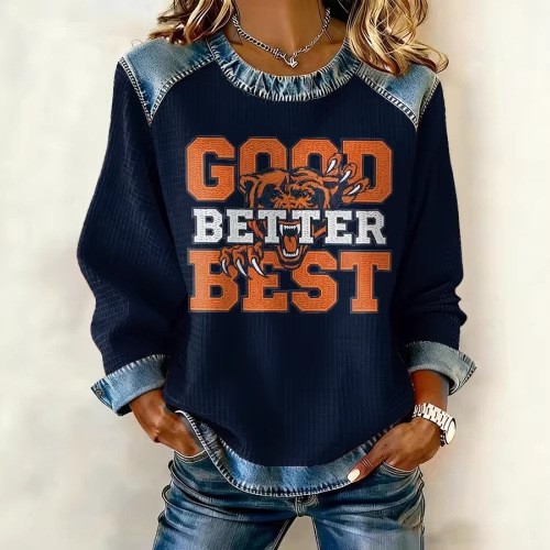 Women's Striped Paw Print Tribal Graphic Crewneck Sweatshirt