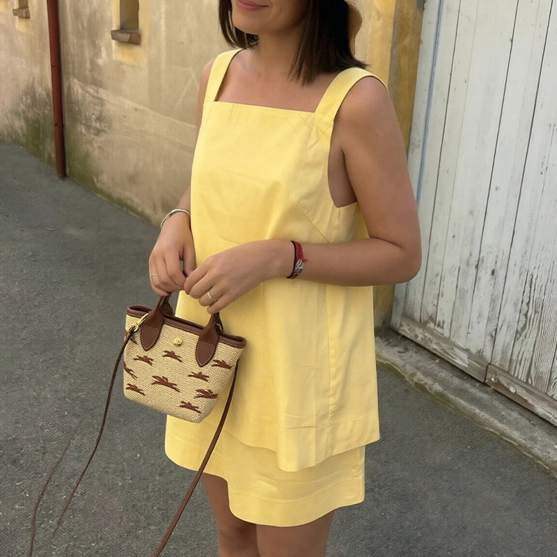 Women's Casual Solid Color Open Back Cami and Skirt Two-Piece Set