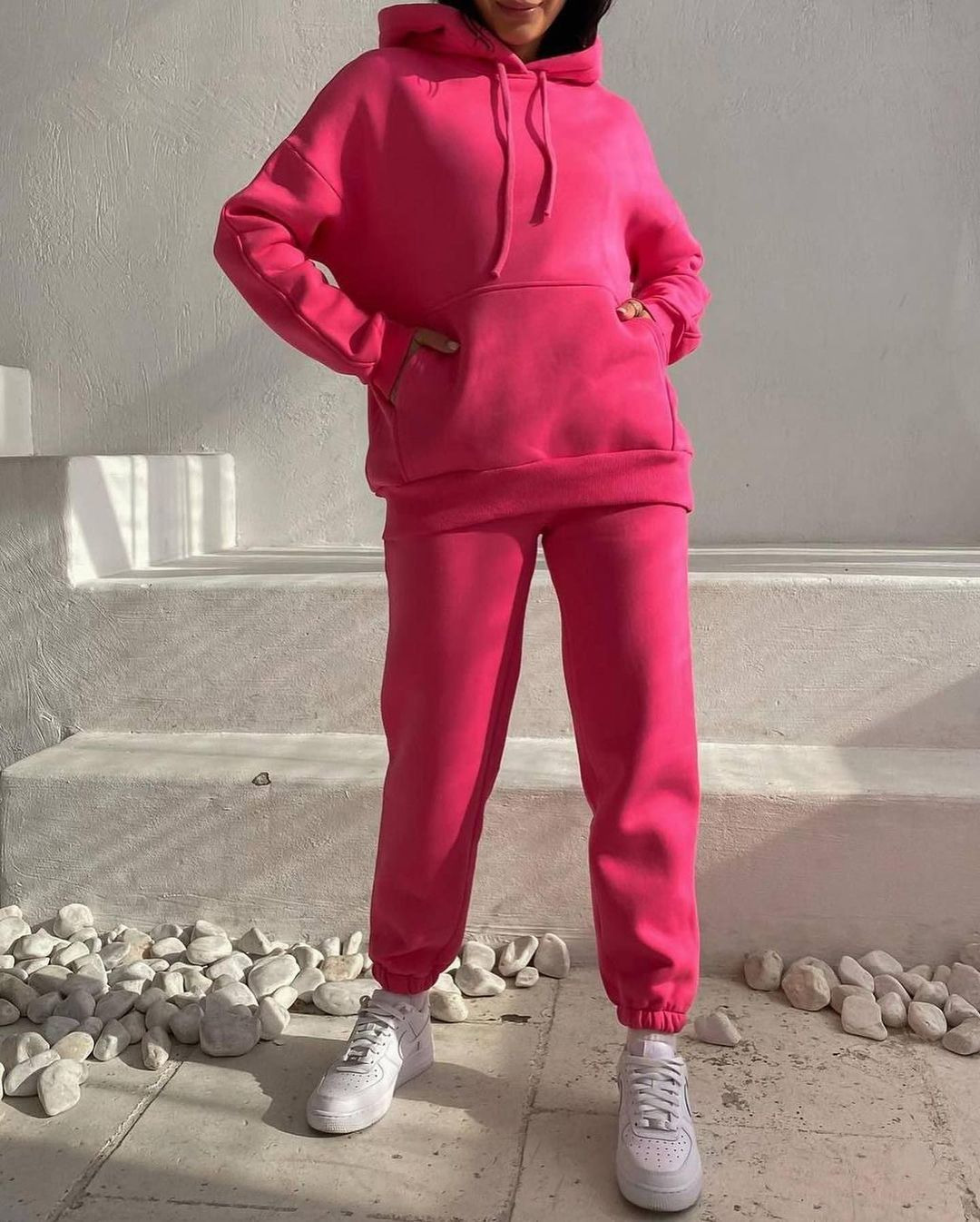 Fleece-Lined Hoodie and Pants Two-Piece Set