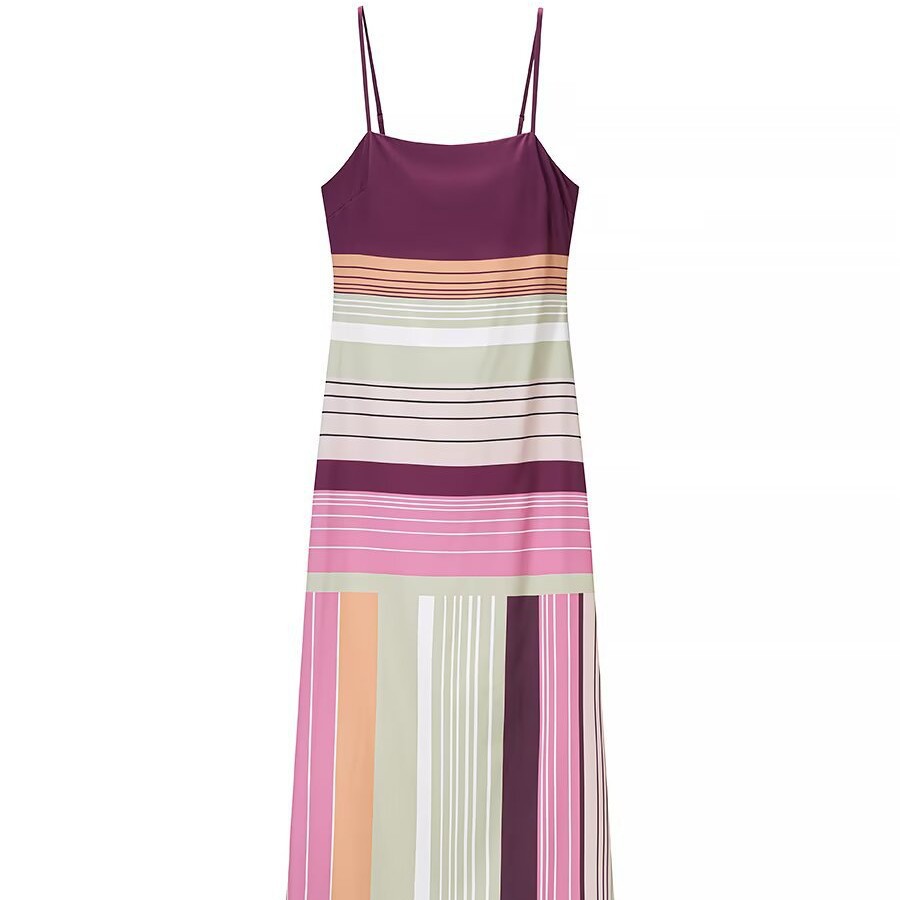Striped Open-Back Cami Maxi Dress