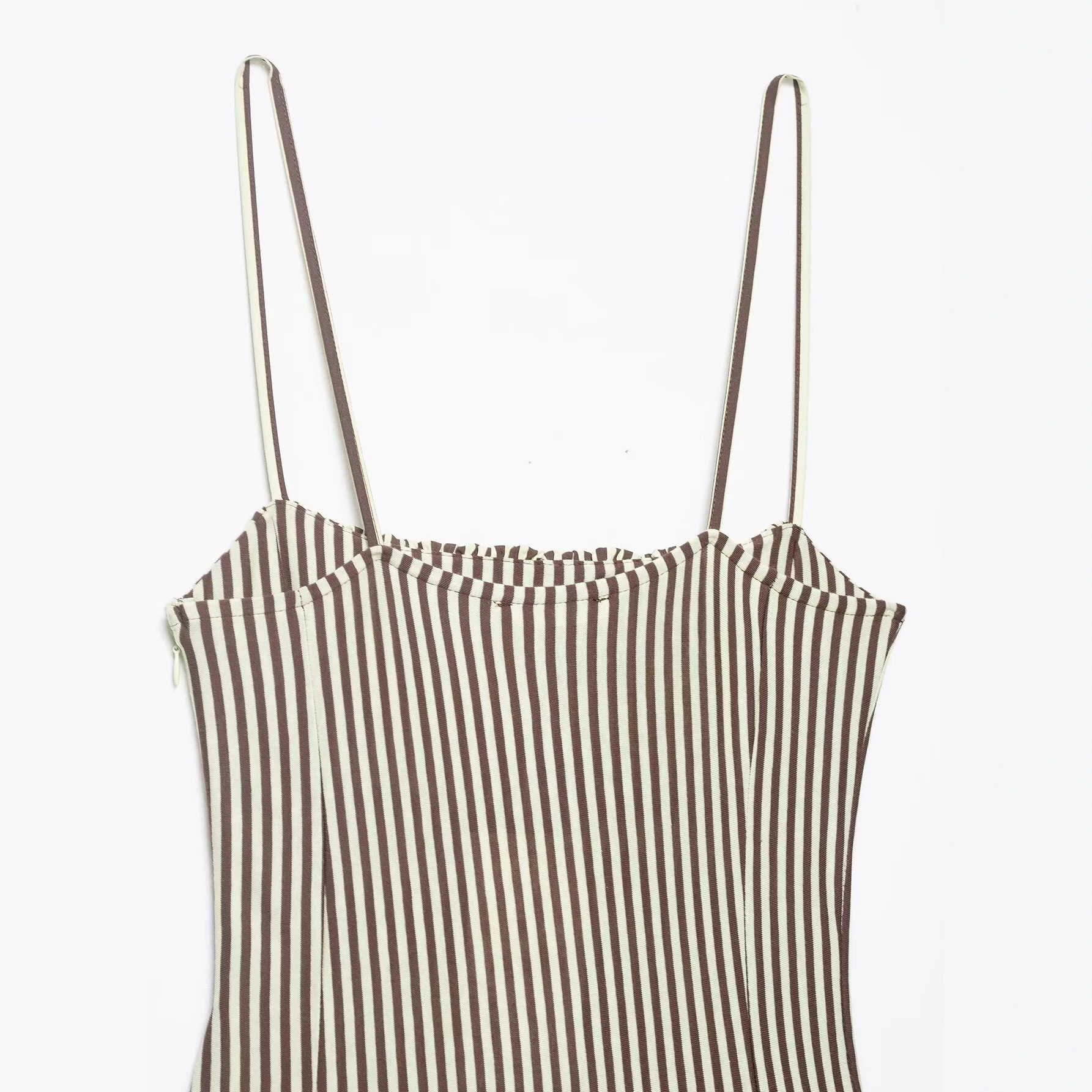 Striped Patchwork Midi Dress Sleeveless Lapel Collar