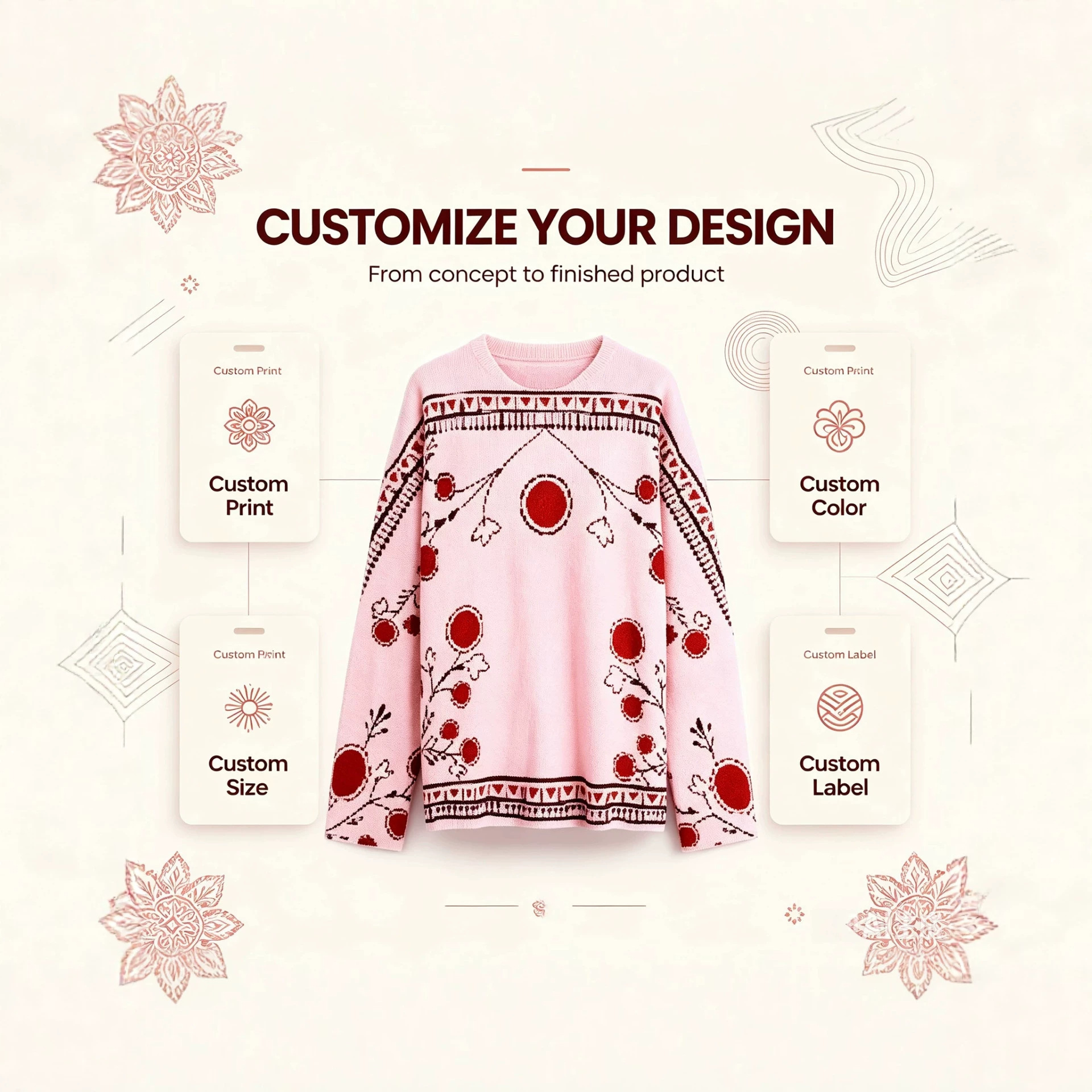 3D Christmas Print Crewneck Knit Sweater