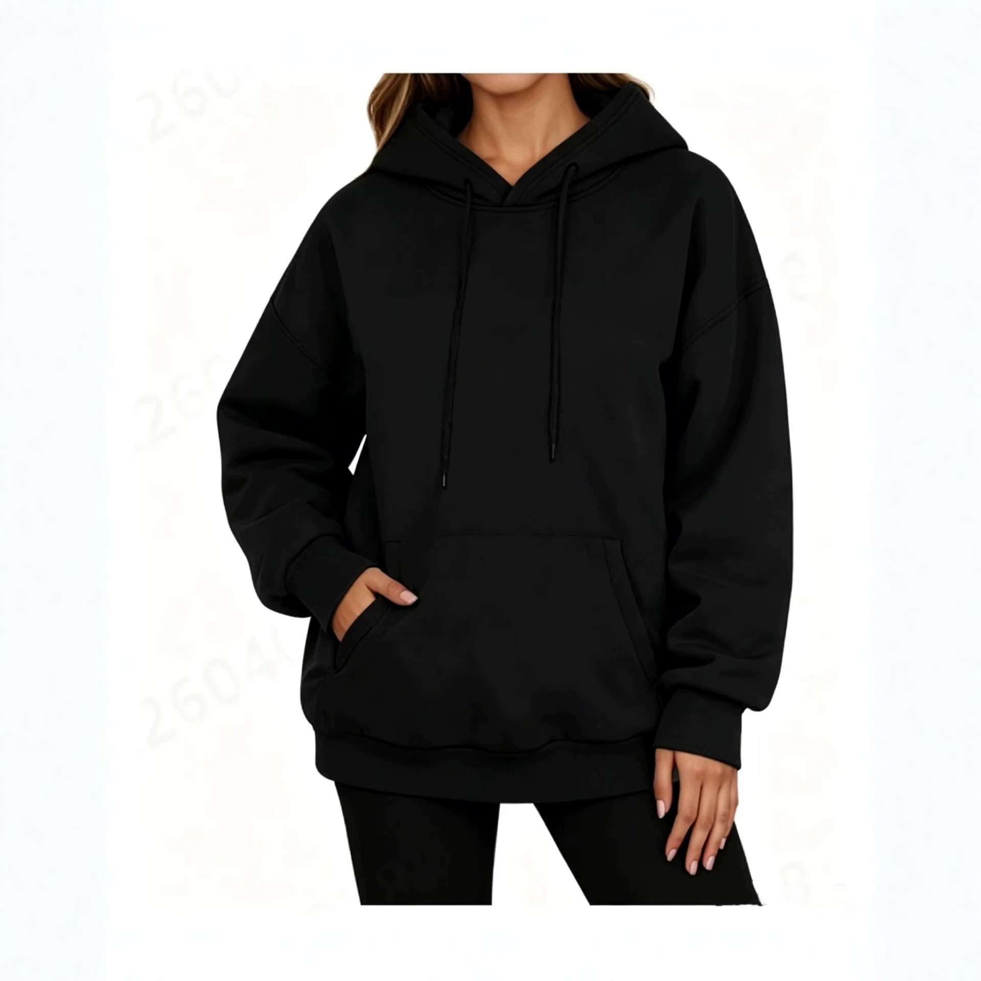 Plus Size Fleece-Lined Pullover Hoodie Unisex Drop Shoulder Solid Color