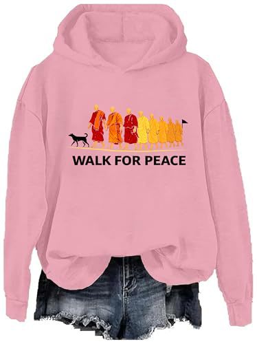 Women's Peace & Light Monk Print Casual Hoodie
