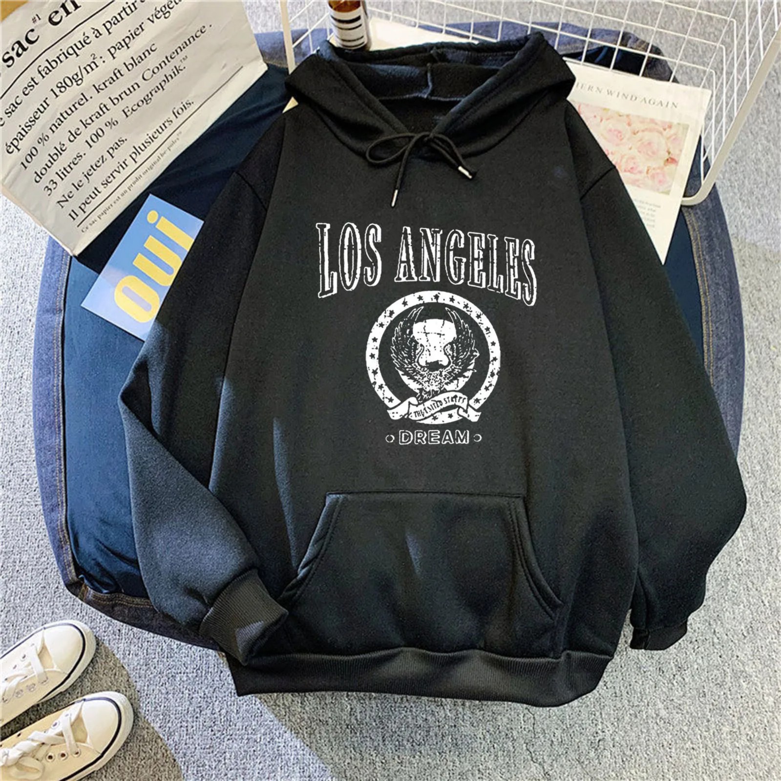 Women's Los Angeles Print Hoodie Long Sleeve Pullover