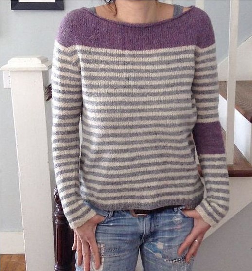 Women's Color-Block Crewneck Pullover Knit Sweater