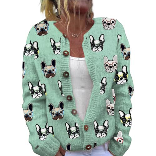 Women's Animal Boho Print Button Cardigan Sweater