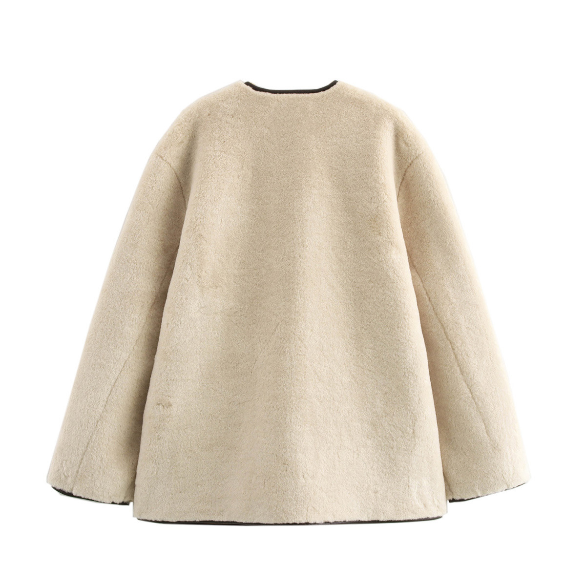 Women's Faux Fur Coat with Knot Button Detail
