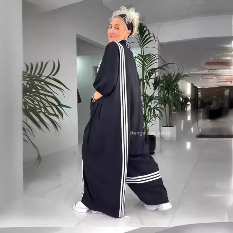 Women's Loose Slimming Seven-Sleeve Lapel Patchwork Jumpsuit