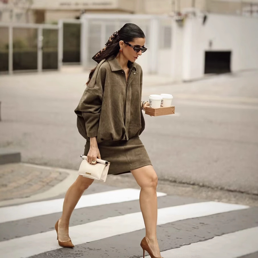 Women's Batwing Sleeve Zip-Up Bomber Jacket Casual
