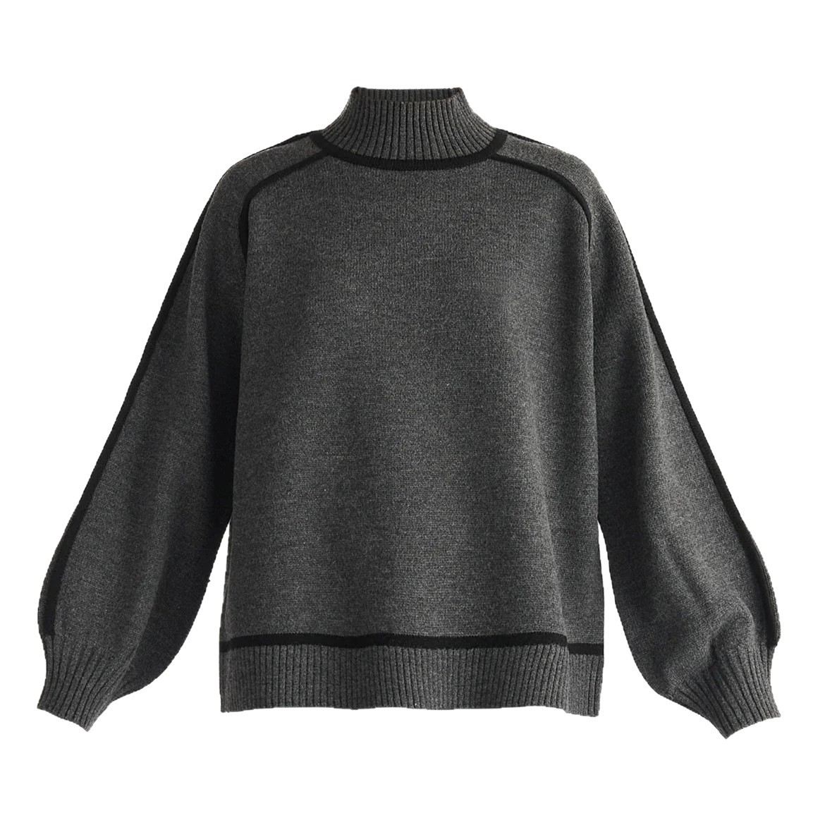 Women's Ribbed Mock Neck Pullover Sweater Loose Fit