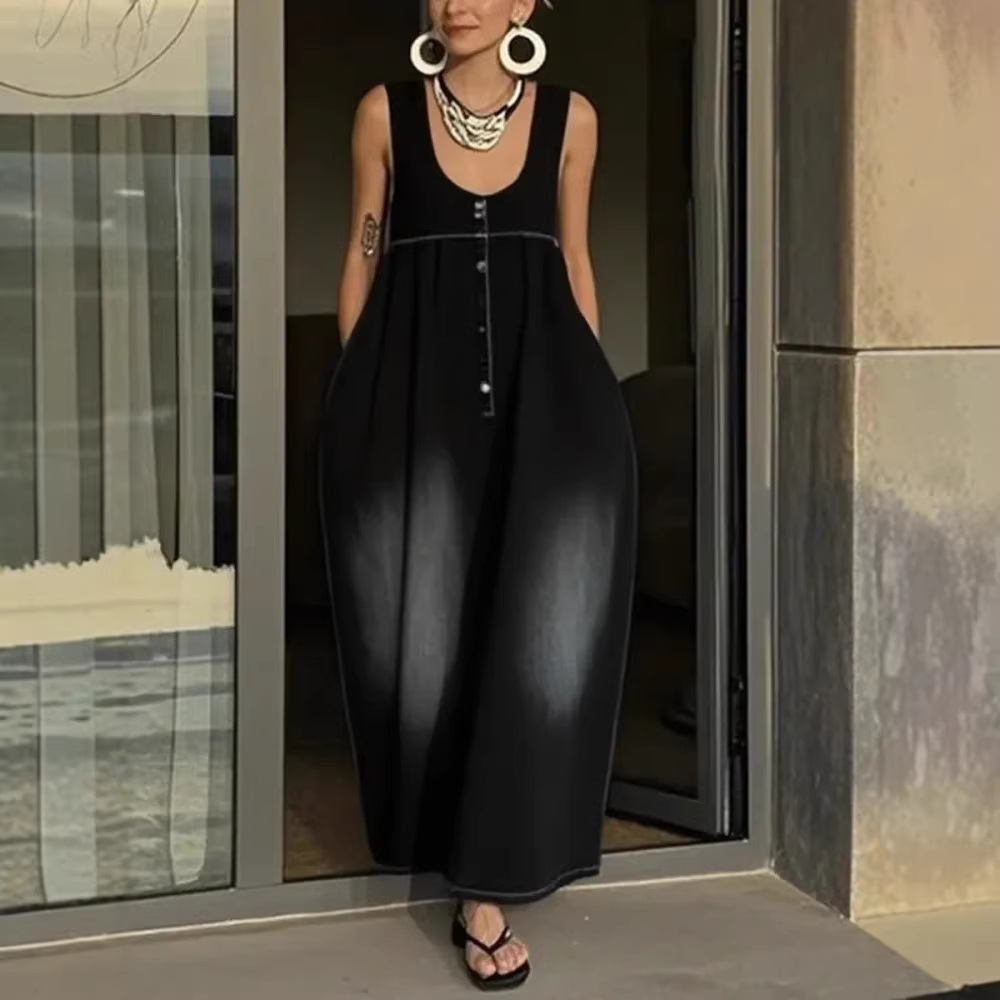Washed Denim Bucket Cami Dress