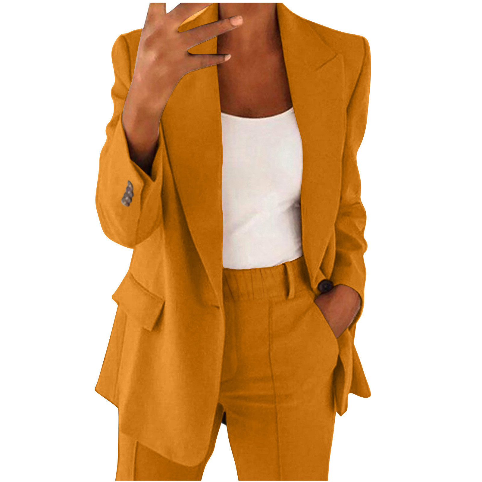 2026 New Cross-Border European & American Fall/Winter Women's Commuter Suit Set – Elegant Long-Sleeve Blazer and Pants Two-Piece Set for Women