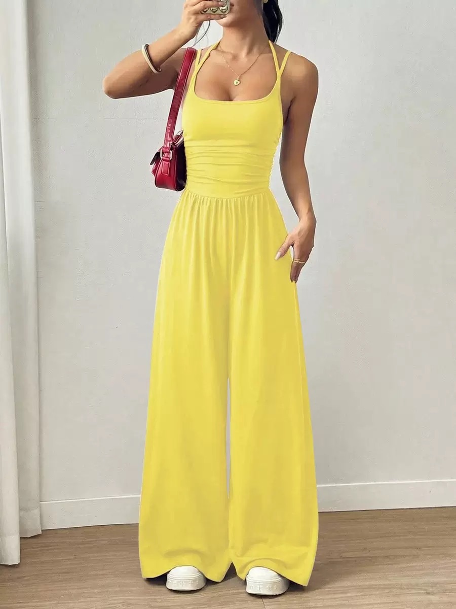 Women's Summer Sleeveless Wide-Leg Jumpsuit Casual Tube Top